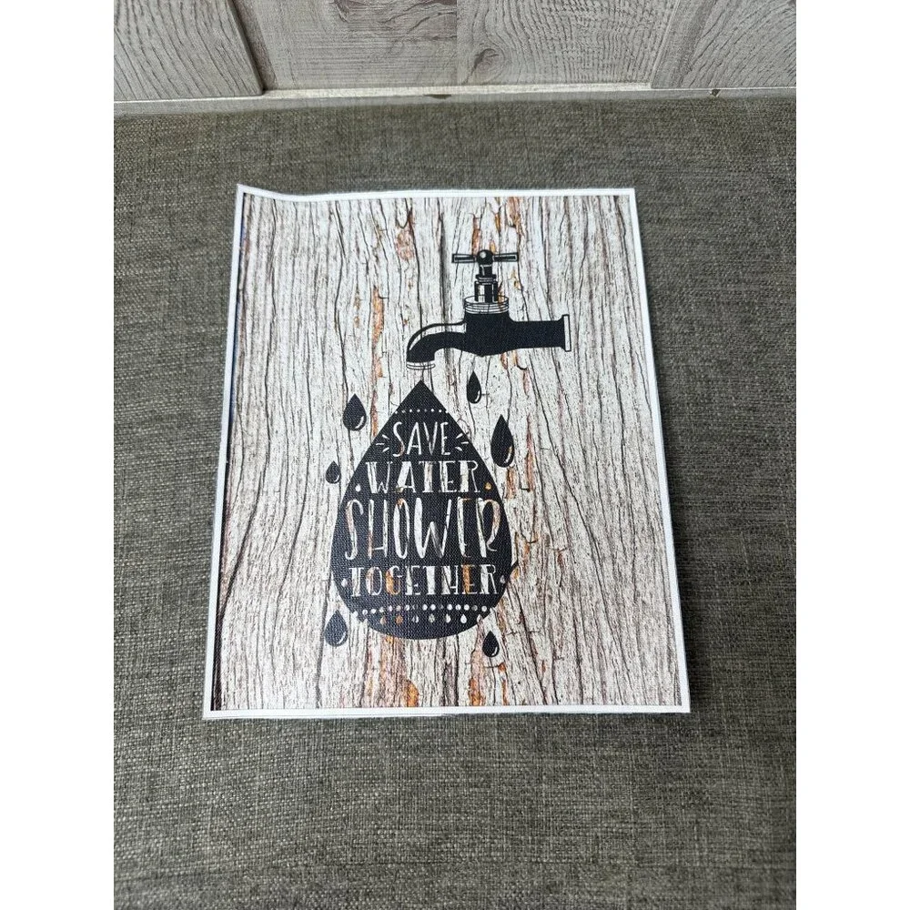 Rustic Bathroom 8x10 Wall Art Prints Set Of 4 Wipe Flush Wash Shower Unframed